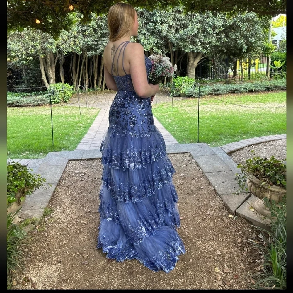 Sherri Hill Lavender Sequin One-Shoulder Evening Gown